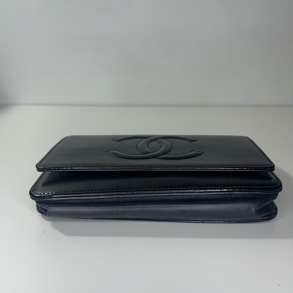 CHANEL | Black Patent Caviar Leather Wallet on Chain - Picture 6 of 13